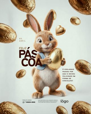 Feliz Páscoa - Ovos de Páscoa - Easter - PSD Editável