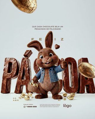 Feliz Páscoa - Ovos de Páscoa - Easter - PSD Editável