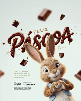 Feliz Páscoa - Ovos de Páscoa - Easter - PSD Editável