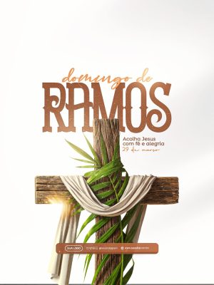 Domingo de Ramos Celebre com Fé e Alegria com Jesus PSD Editável