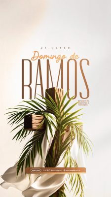 Domingo de Ramos 29 Março Tempo de Fé Banner Digital PSD Editável