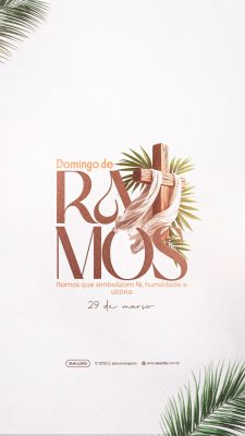 Domingo de Ramos Fé Humildade Vitória Arte Religiosa PSD Editável