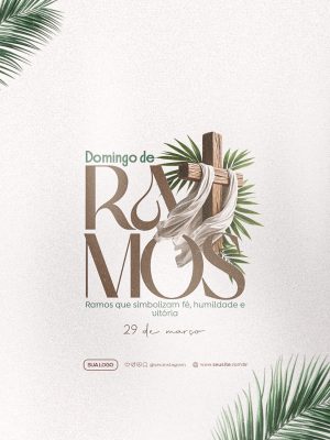 Domingo de Ramos Fé Humildade Vitória PSD Editável