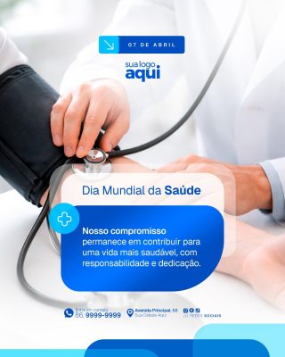 Saúde Dia Mundial da Saúde 07 de Abril Post Profissional PSD Editável