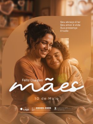 Dia das Mães 10 de Maio Seu Abraço é Lar Design Criativo PSD Editável