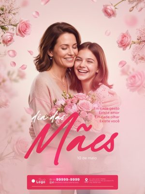 Dia das Mães Em Cada Gesto Existe Amor Arte Festiva PSD Editável