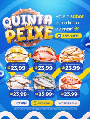 Quinta do Peixe Hoje o Sabor Vem Direto do Mar 35% OFF PSD Editável