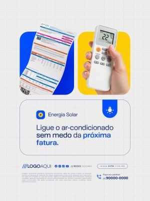 Energia Solar Ligue o Ar-Condicionado Sem Medo da Próxima Fatura PSD Editável