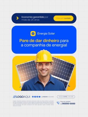 Energia Solar Pare de Dar Dinheiro Campanha PSD Template PSD Editável