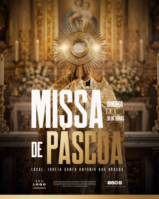 Páscoa Missa de Páscoa na Igreja Santo Antônio das Graças PSD Editável