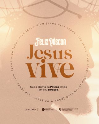 Páscoa Feliz Páscoa Jesus Vive Coroa de Espinhos PSD Editável