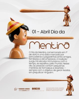 Dia da Mentira 01 Abril Propaganda Engraçada Marketing PSD Editável