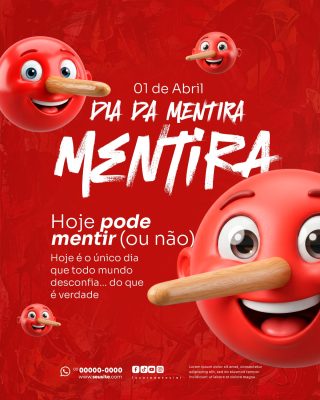 Dia da Mentira 01 de Abril Hoje Pode Mentir Arte Divertida PSD Editável