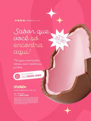 Ovo de Chocolate Sabor Que Você Só Encontra Aqui PSD Editável