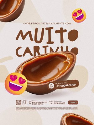 Ovos de Páscoa Feitos Artesanalmente Muito Caramelo PSD Editável