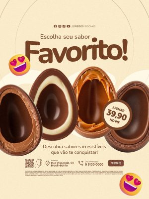 Ovo de Páscoa Escolha Seu Favorito PSD Editável