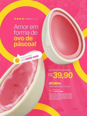 Amor em Forma de Ovo de Páscoa PSD Editável