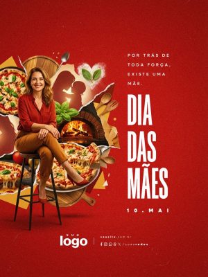 Dia das Mães 10 de Maio Pizzaria PSD Editável
