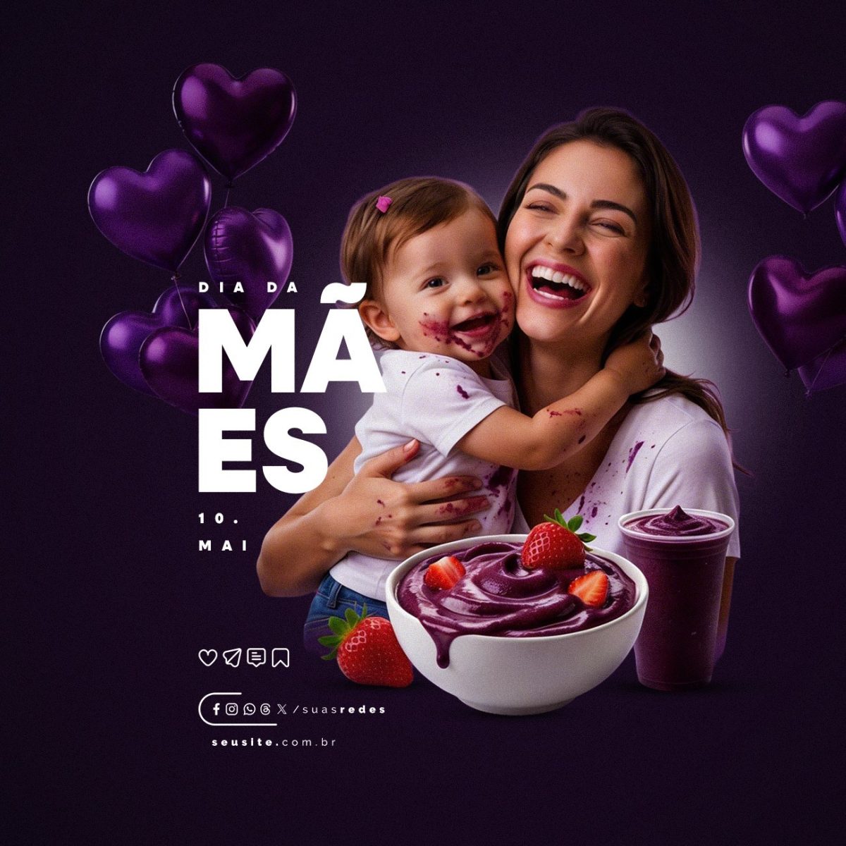 Dia das Mães 10 de Maio Açaiteria PSD Editável