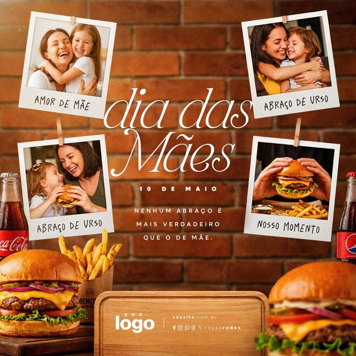 Dia das Mães 10 de Maio Hamburgueria PSD Editável