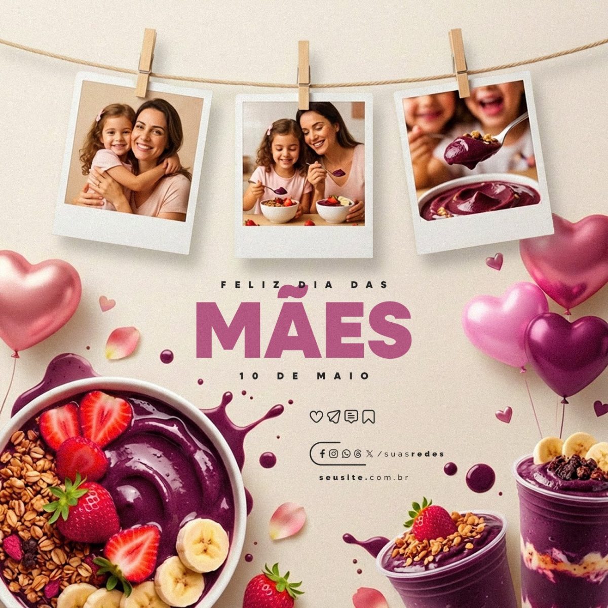 Dia das Mães 10 de Maio Açaiteria PSD Editável