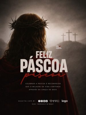 Páscoa Feliz Páscoa Milagre da Vida Graca de Deus PSD Editável