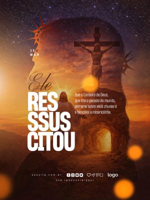 Páscoa Ele Ressuscitou Arte de Celebrar a Fé PSD Editável