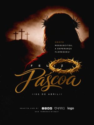Páscoa Cristo Ressuscitou A Esperança Floresceu Template PSD Editável