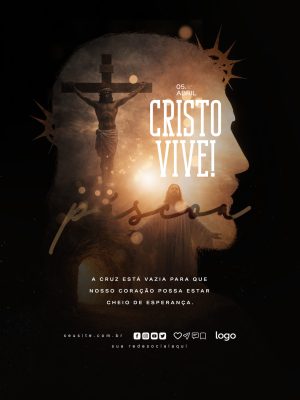 Páscoa Cristo Vive Arte Religiosa 05 Abril Esperança PSD Editável