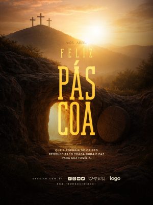 Páscoa Feliz 05 de Abril Mensagem de Paz e Cura PSD Editável