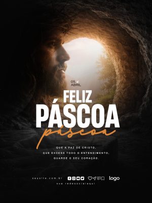 Páscoa Feliz Que a Paz de Cristo Template Religioso PSD Editável