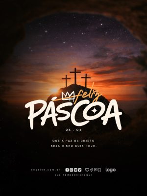 Páscoa Feliz Que a Paz de Cristo Seja o Seu Guia Hoje PSD Editável