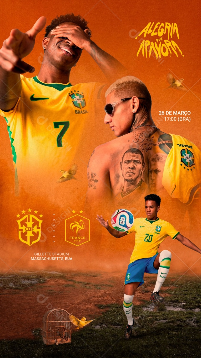 Futebol Brasil x França Copa do Mundo 2026 PSD Editável — Designi