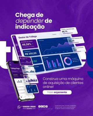 Tráfego Pago Gestão de Leads e Aquisição de Clientes Online PSD Editável
