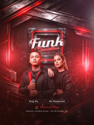 Funk Connection com King Mc e MC Madamme Flyer do Evento PSD Editável