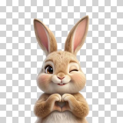 Páscoa Coelho Fofo Piscadela Coração Mãos PNG Transparente
