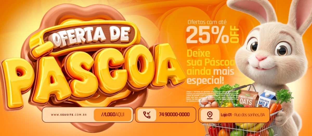 Banner Oferta de Páscoa Deixe Sua Páscoa Ainda Mais Especial PSD Editável