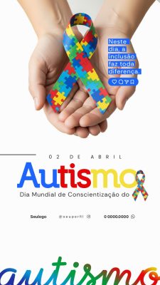 dia do autismo 02 de Abril Dia da Conscientização Inclusão PSD Editável