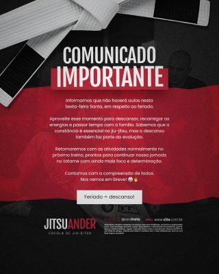 Escola de Jiu-Jitsu Comunicado Importante PSD Editável