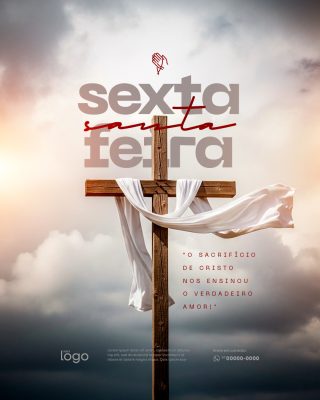 Sexta-Feira Santa "O Sacrifício de Cristo" Post Religioso PSD Editável
