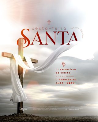 Sexta-feira Santa Ele Vive Post Igreja O Sacrifício PSD Editável