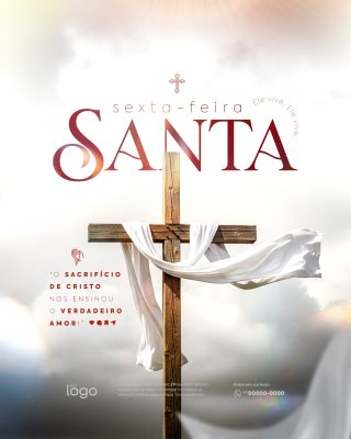 Sexta-feira Santa Cristo Sacrifício Amor Cruz PSD Editável