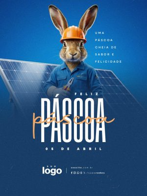 Feliz Páscoa 5 de Abril Uma Páscoa Cheia de Sabor e Felicidade Energia Solar PSD Editável