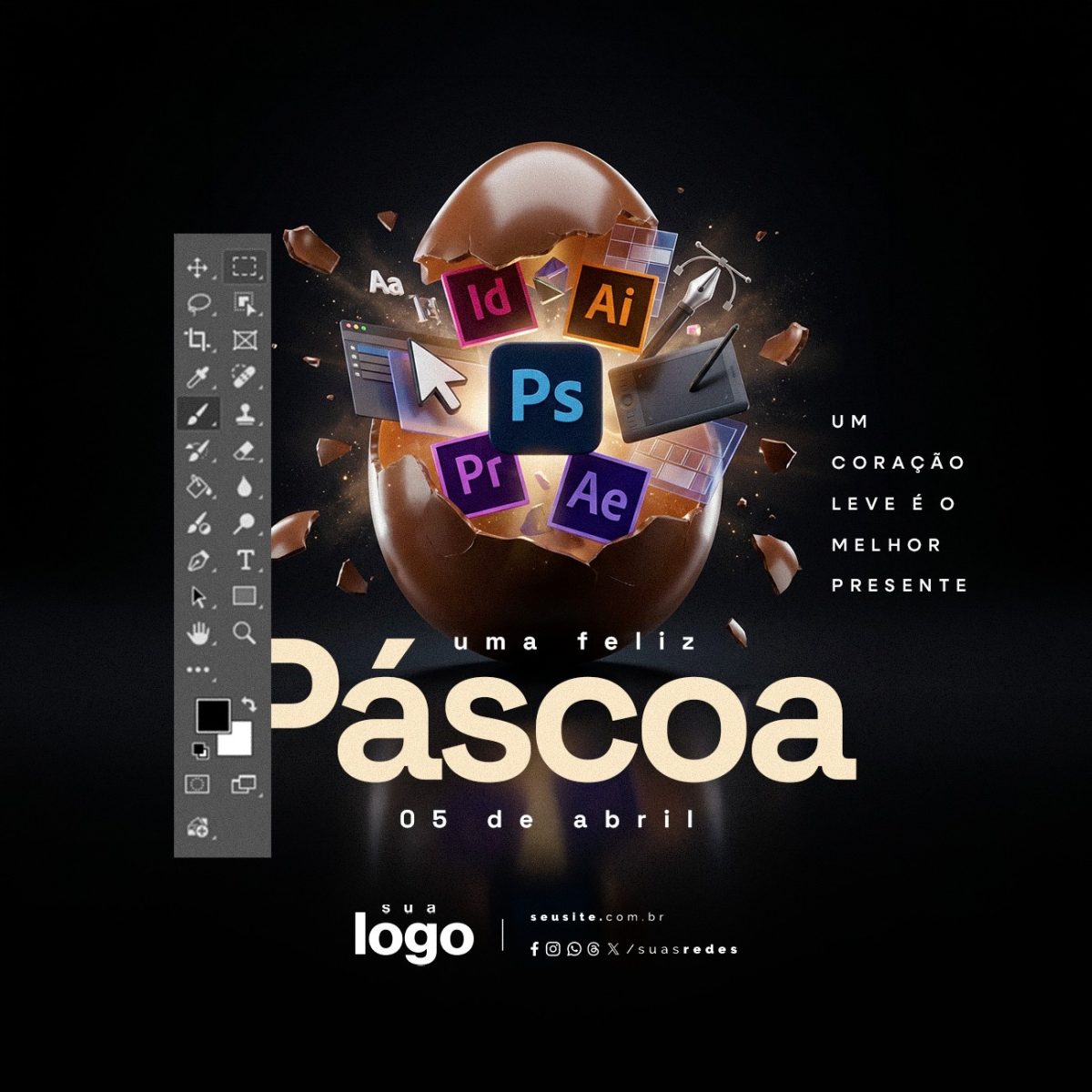 Uma Páscoa Feliz 5 de Abril Um Coração Leve Designer PSD Editável