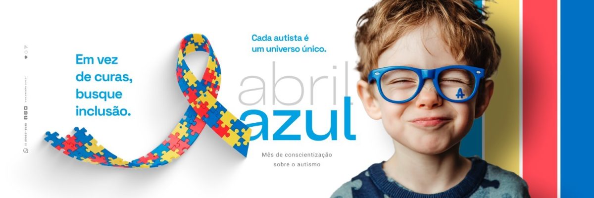 Carrossel Abril Azul Mês de Conscientização sobre o Autismo PSD Editável
