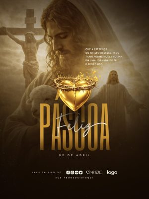 Páscoa Feliz Que a Presença do Cristo Ressuscitado Transforme PSD Editável