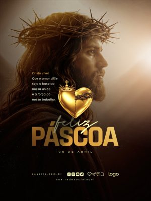 Páscoa Feliz Cristo Vive Mensagem Inspiradora 05 de Abril PSD Editável