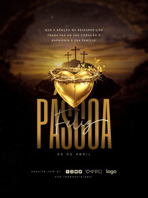 Páscoa Feliz Benção da Ressurreição Arte Editável PSD Editável