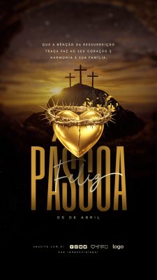 Páscoa Feliz Que a benção da ressurreição 05 de Abril PSD Editável