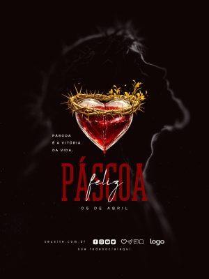 Páscoa Feliz É a Vitória da Vida 05 de Abril PSD Editável